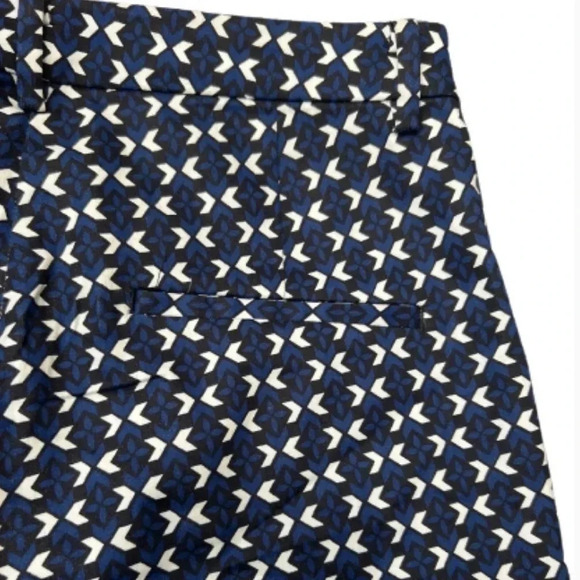H&M NAVY BLUE BLACK PRINT ANKLE CROPPED PANTS STRETCH MID/HIGH WAIST SIZE 10 - Picture 4 of 14